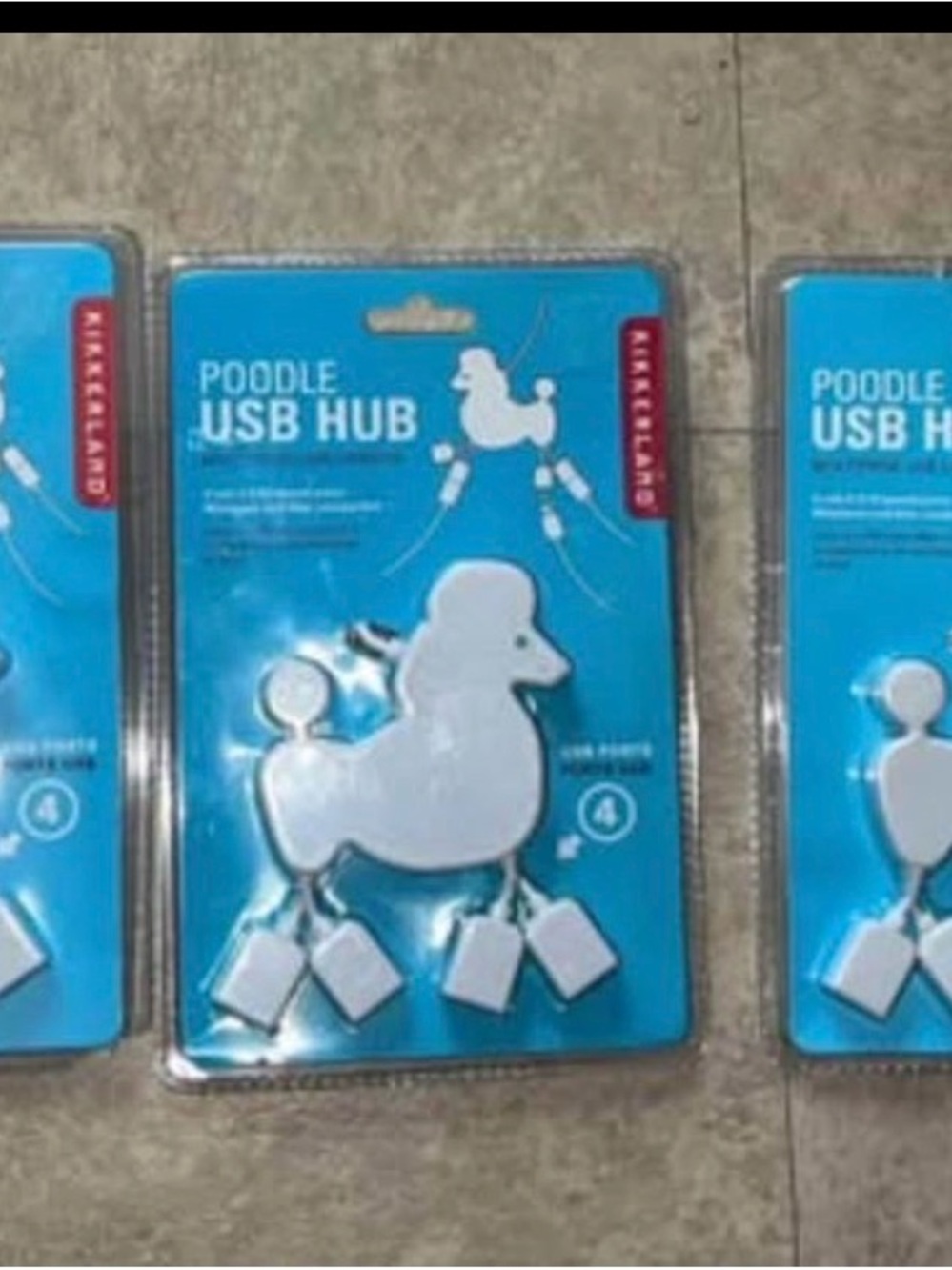 Kikkerland White Poodle USB Hub - 4-Port Novelty Hub (3Pack)